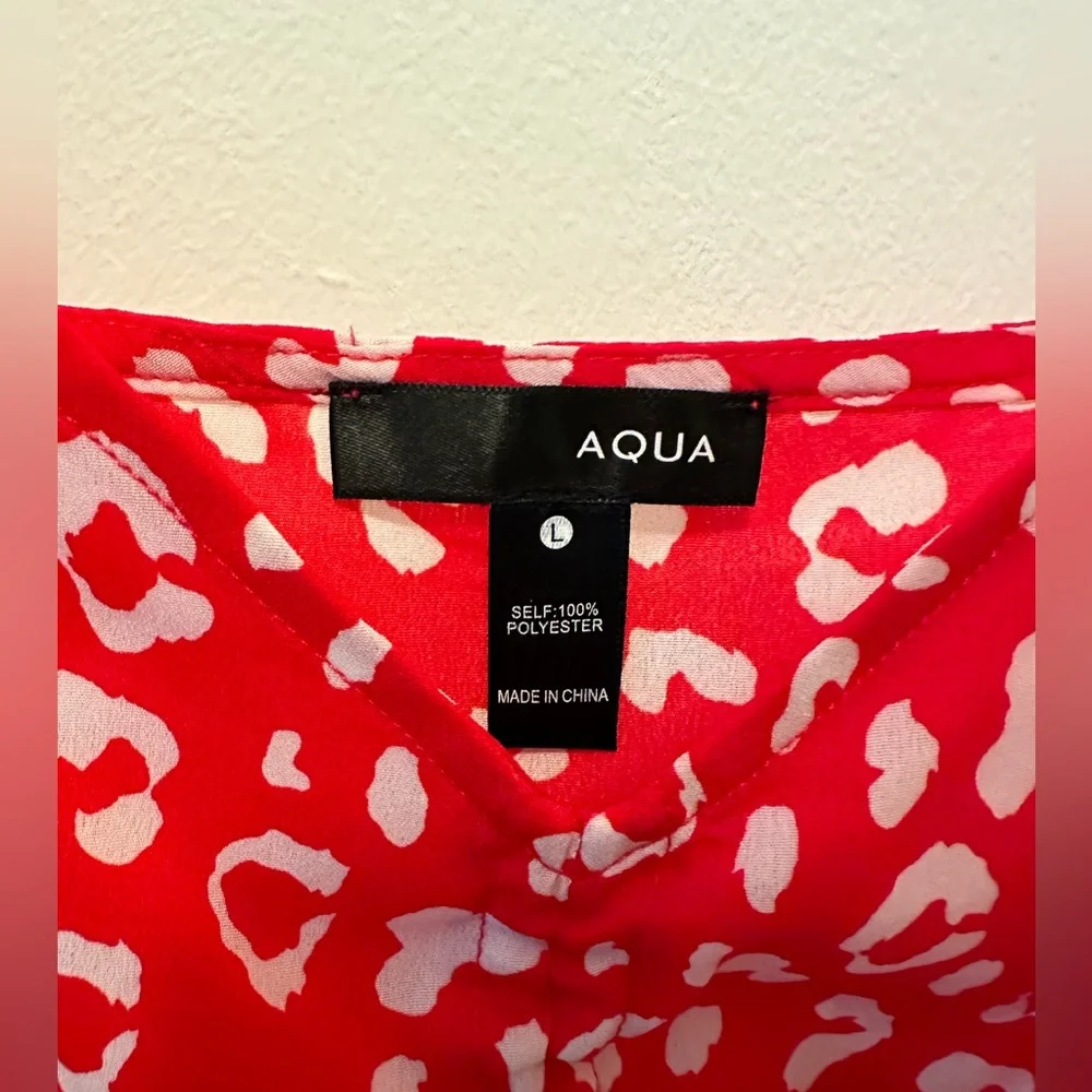 Aqua Ruched Drawstring Leopard Print Top - Picture 4 of 4